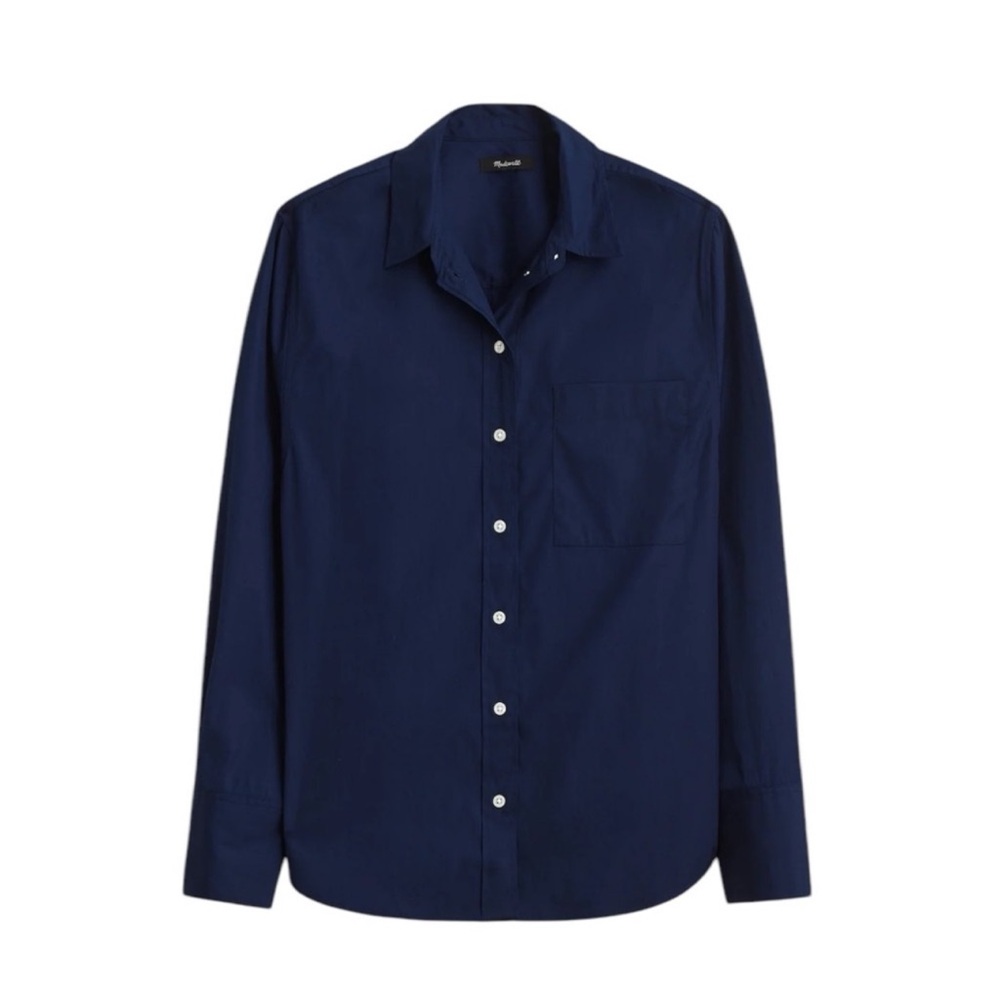 Madewell Relaxed Long-Sleeve Button-Up Shirt in Dark Cobalt